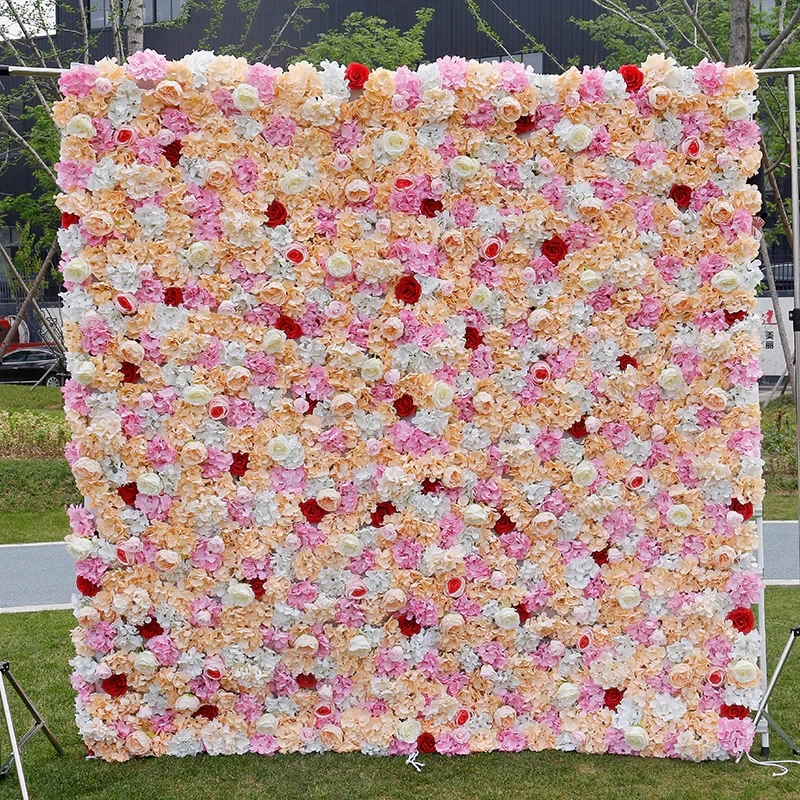 

Artificial Flower Champagne Pink White Hydrangea Fake Flower Wall Background