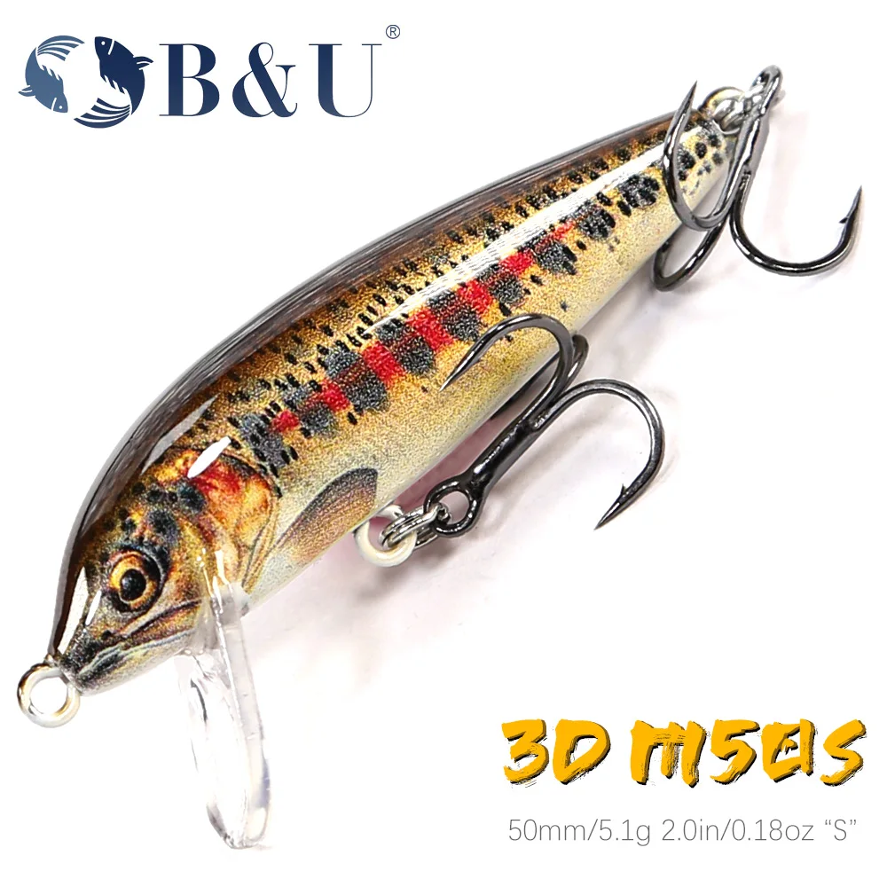 Leurre B&U Sinking Minnow Wobblers pour pêche de la perche, brochet, truite et black bass - Appât dur jerkbait