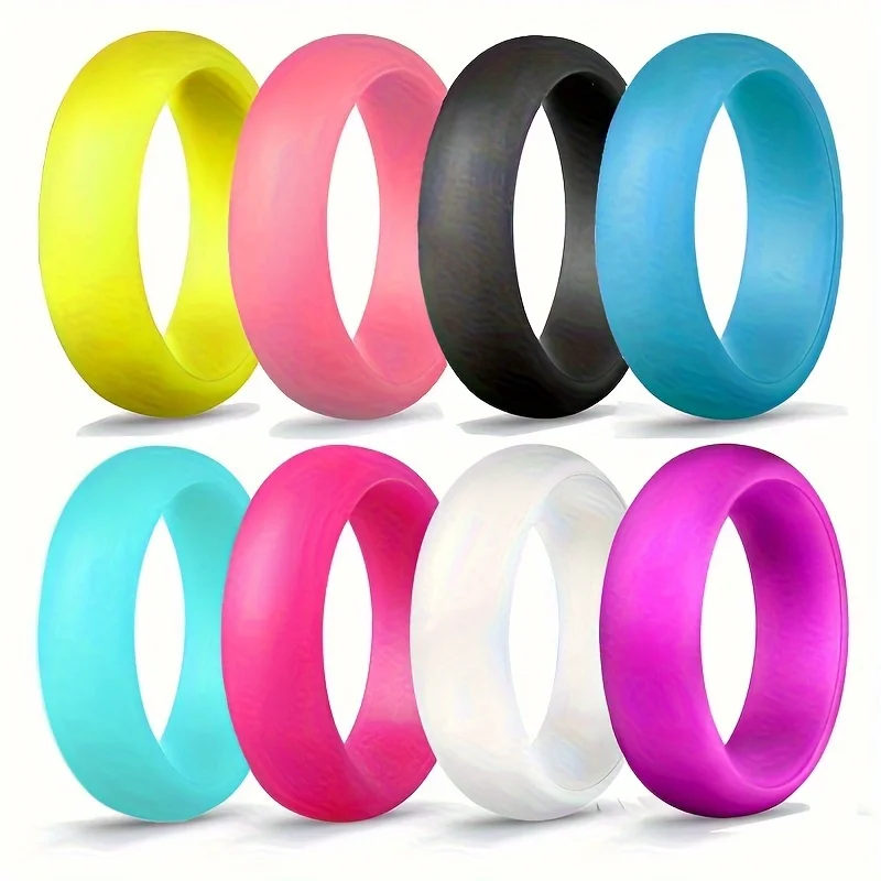 

8pcs Minimalist Style Silicon Band Ring Suitable For Men Women Multi Colors Choose Dupes Luxury For Engagement/ Wedding Scenes