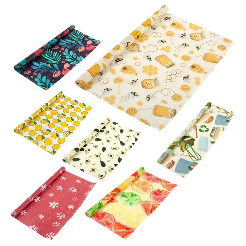Eco-Friendly Food Wraps 30x100cm Beeswax & Cotton Wrap for Lunch Box/Sandwiches Vintage Patterns Kitchen Wrap Replacement