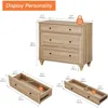 Set of 2 Large 3 Drawers Wood Bedside Table Night Stand, 34 inch, Nightstands 3