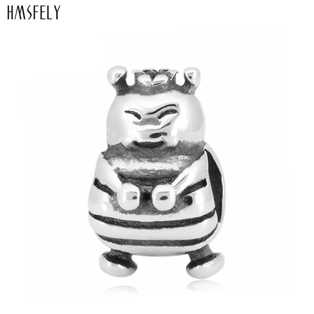 

HMSFELY European Lovely Bee Charm Beads For DIY Charms Bracelet Jewelry Making Accessories 316l Stainless Steel Big Hole Beads