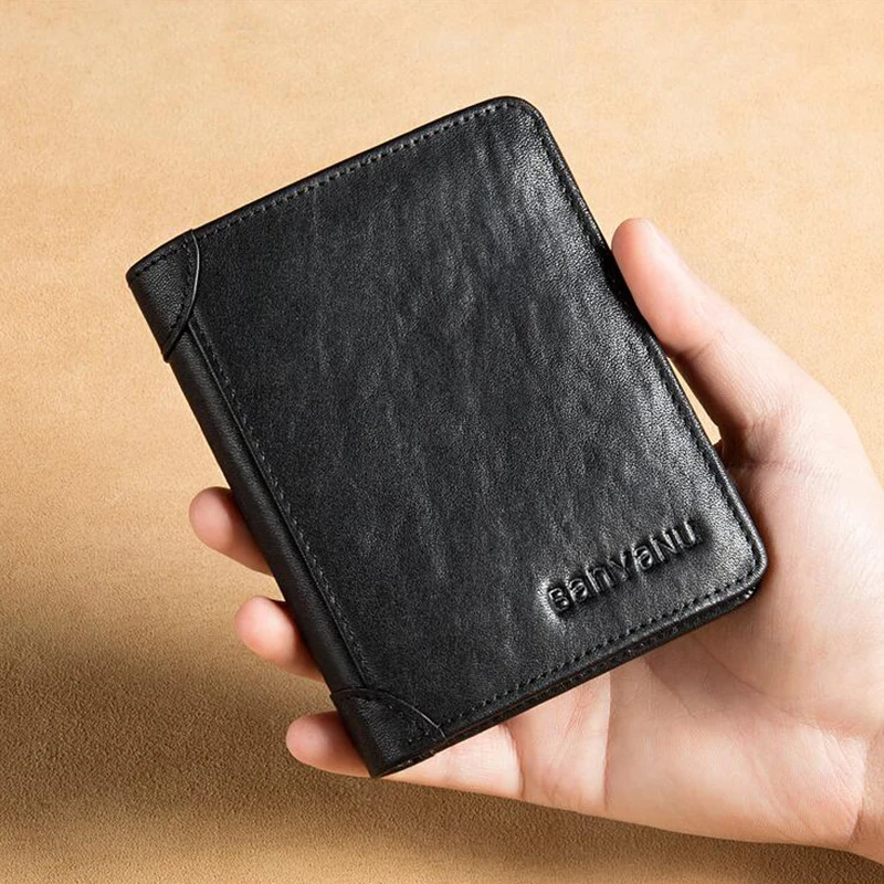 Genuine Leather Trifold Wallet for Men
