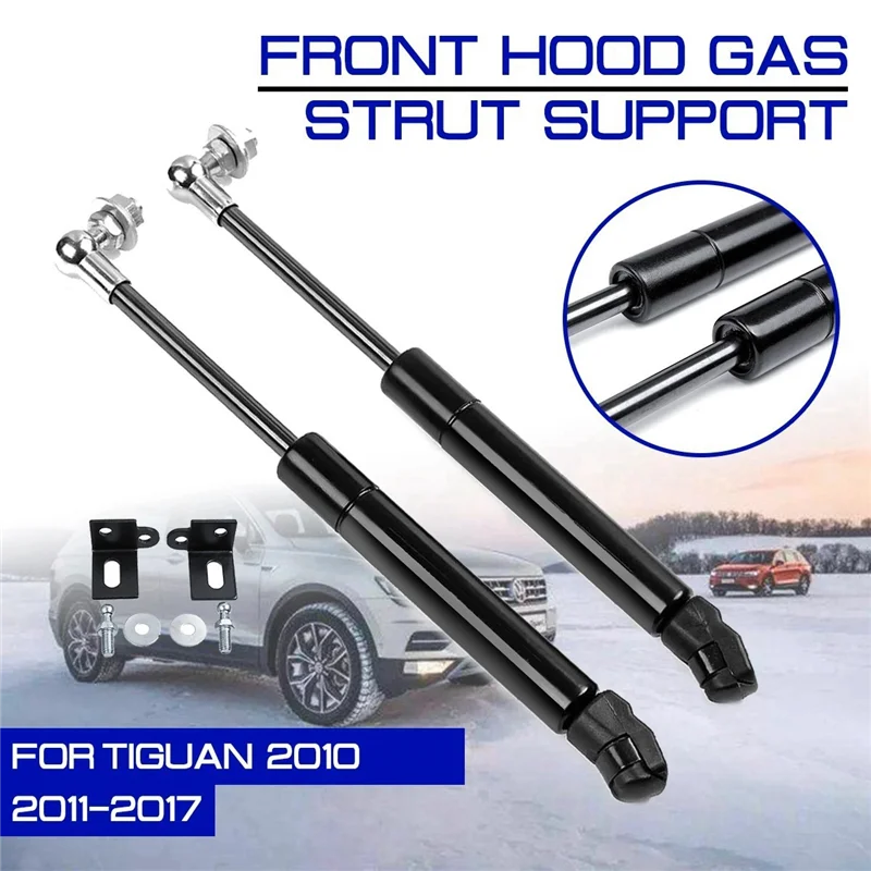 2Pcs Front Engine Cover Bonnet Hood Gas Strut Bars Gas Spring Shock Lift Support Rod for Tiguan Mk1 2010 -