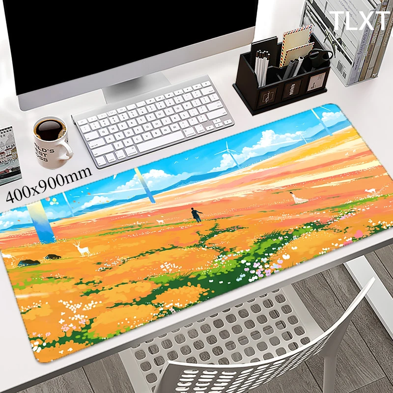 

Large Mouse Pads Illustration Art Table Mats Computer Mousepad Company Big Desk Pad 100x50cm Large Gamer Mousepads Mouse Mat