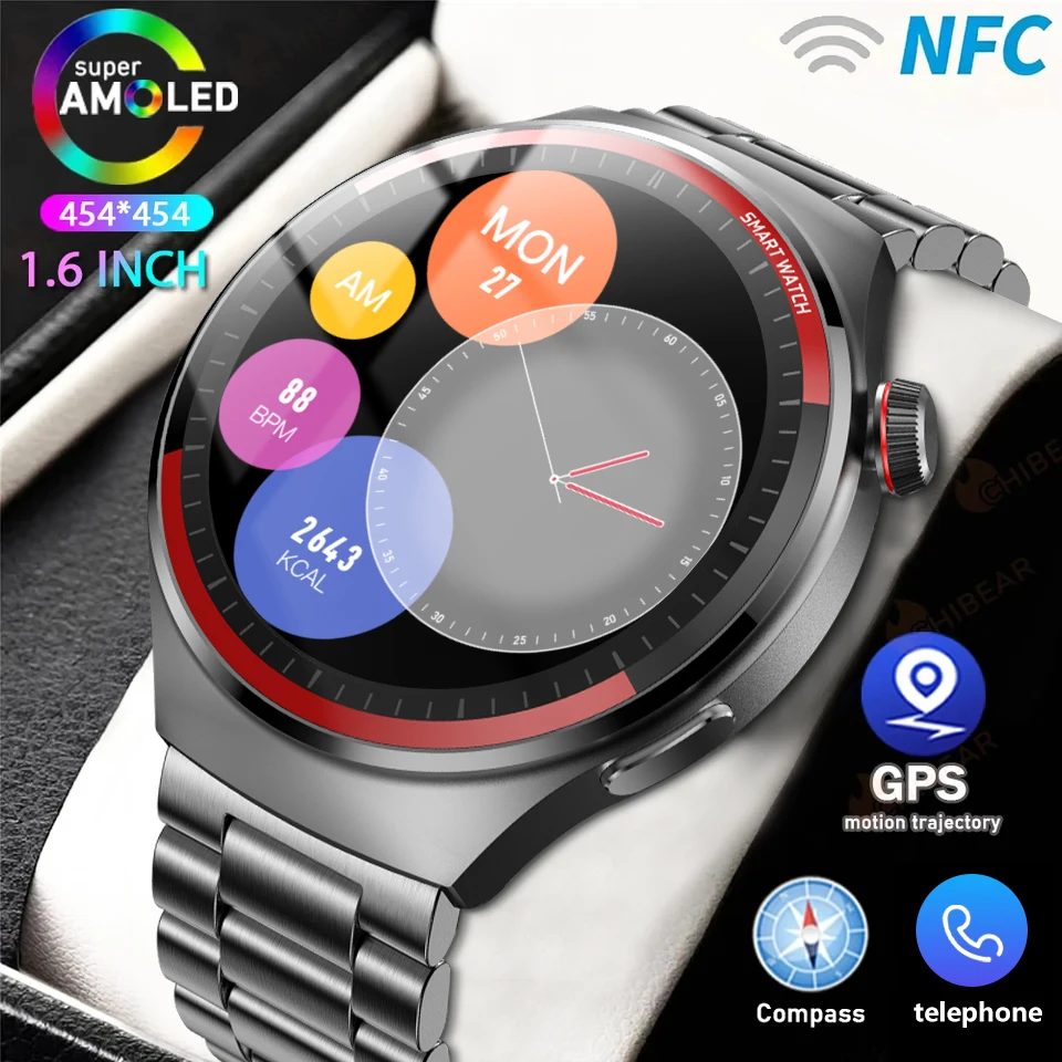 

Смарт-часы мужские с GPS, экран 466*466 AMOLED, пульсометр, Bluetooth