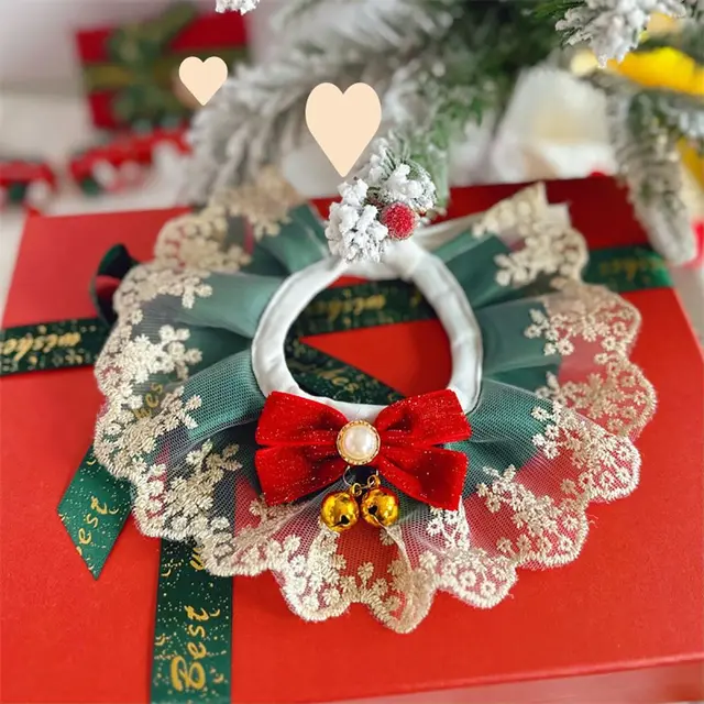Cute Organza Lace Bowknot Cat Collar Pet Ornament Scarf Accessories Pet Saliva Towel Cat Dog Decor Pet Neck Strap Cat Dog 4