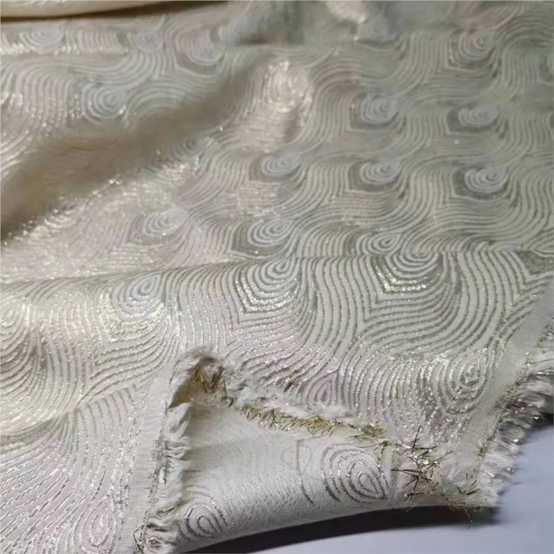 

Gold Silk Jacquard Soft Fabric Diy Business Suit and Dress Windbreaker Brocade Sewing Polyester Fashion