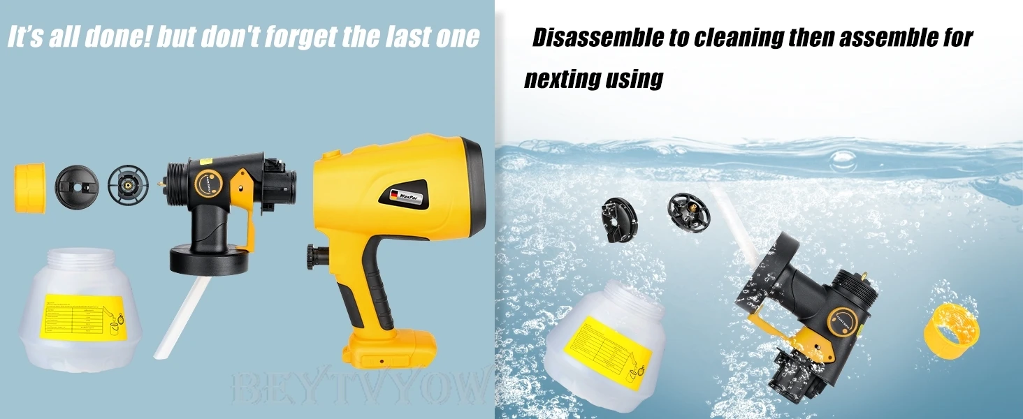 Beytvyow Cordless Paint Sprayer Compatible with Dewalt 20V Battery 200W HVLP Pai
