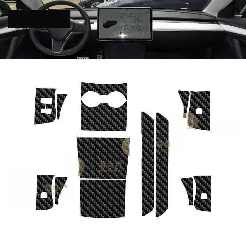 

For Tesla Model 3 Y 2021-2023Car interior carbon fibre Film 5D PET Center console Anti scratch resist film Accessories refit PPF