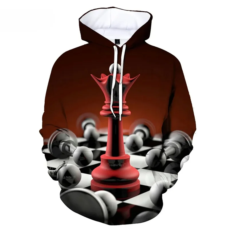 thumbnail image 1 of Sudadera con capucha con estampado 3D de ajedrez de moda para hombre, sudadera informal de manga larga con capucha, jerséis geniales de calle de gran tamaño, ropa para mujer, 1 of 5