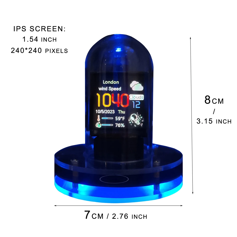 Weather Clock Mini Weather Clock Bitcoin Price Tracker Nixie Tube Alarm Clock with Colorful RGB Lights and WIFI Weather Station DIY Album and GIF Animations