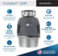 1HP 1 HP, Advanced Series Continuous Feed Food Waste Garbage Disposal, Gray 2