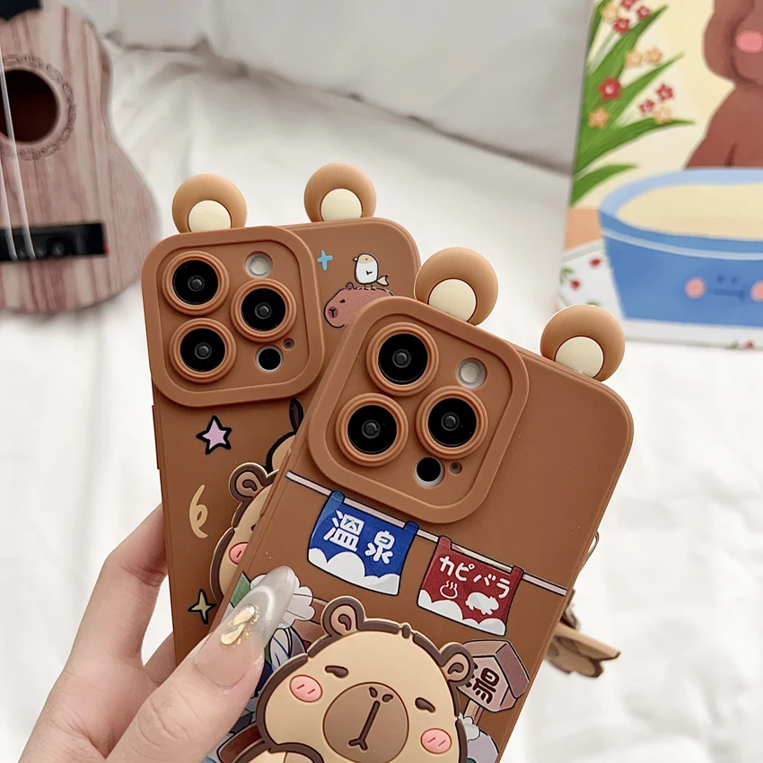 Capybara-Themed Protective Case with Ornaments