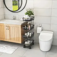 4 Tier Stackable Metal Vegetable Storage Rack with Wheels Rotating Corner Kitchen Organizer Basket for Potato Onion Banana Frui 2