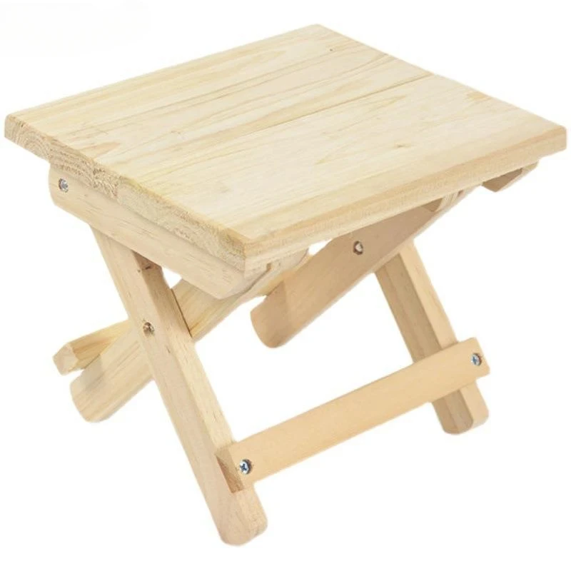 

0797 Household Outdoor Fishing Pine Folding Stool Portable Solid Wood Bench Taburet Wood Chair Small Square Stool Kids Furniture