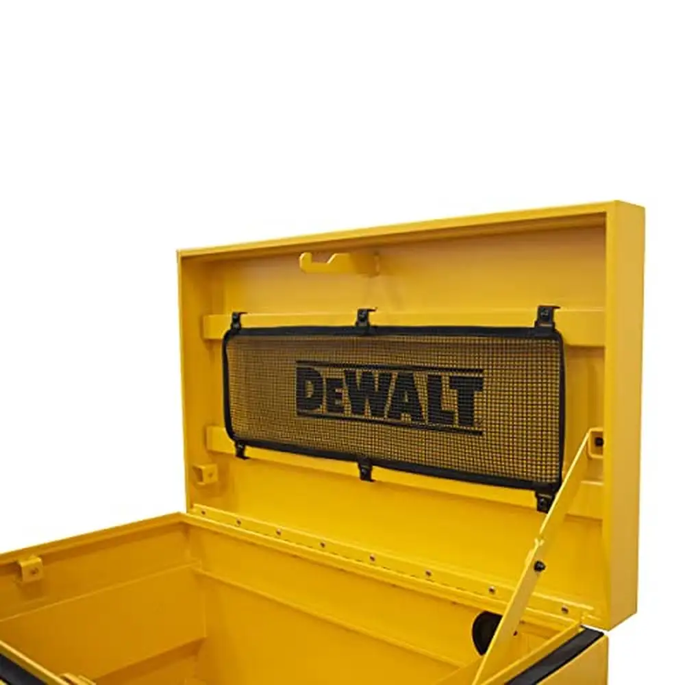 32" Steel Jobsite Box with Lid Support Weather Resistance Security Locks and Forklift Rails Durable and Convenient Storage 6