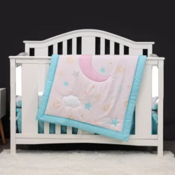 3 pcs Baby Crib Bedding Set for boys and girls hot sale including quilt/comforter, crib sheet/fitted sheet, crib skirt/dust ruff