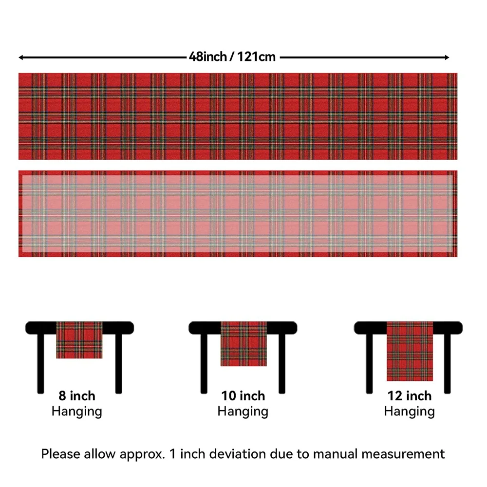 Description Picture 4 of itemCotton Polyester Red Green Thin Plaids Table Runner Christmas Dinning Table Decoration Luxury Table Runner Scottish Plaids