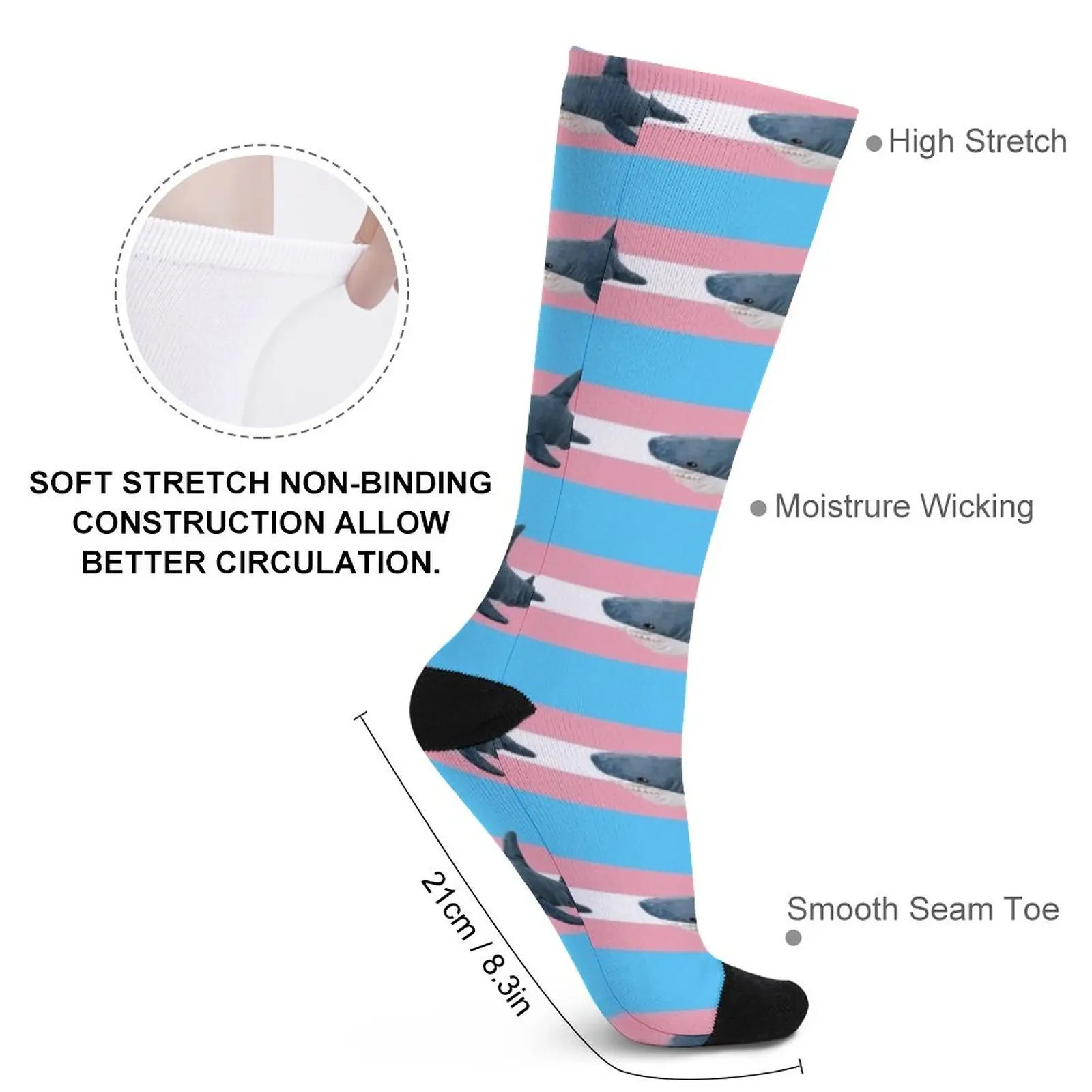 BLAHAJ SHARK TRANS FLAG Socks Women's socks Men gift
