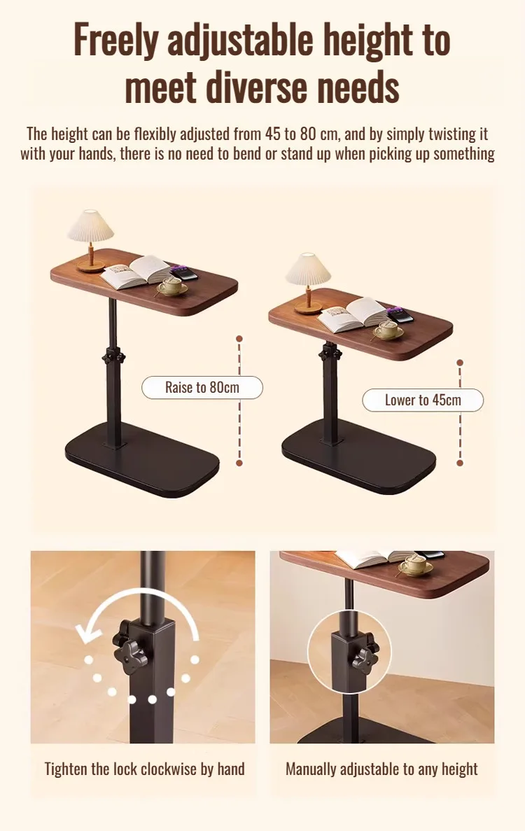 Adjustable Liftable Coffee Table - Rotating Foldable Sofa Side Table with Storage