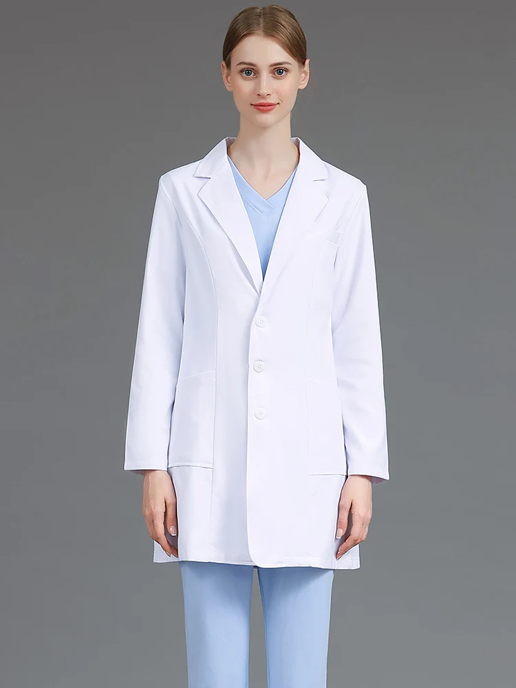 High-end anti-wrinkle chemistry lab white coat overalls female medical special medical student doctor long-sleeved division
