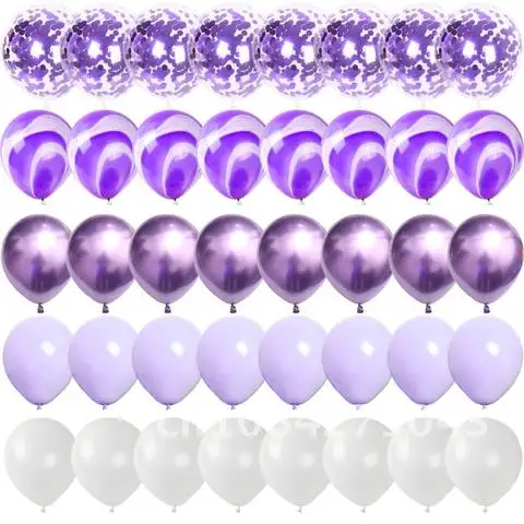 

Agate Marble Balloons Set 40 Pcs Blue Silver Confetti Balloon Happy Wedding Birthday Party Decoration Baby Shower Metal Balloon