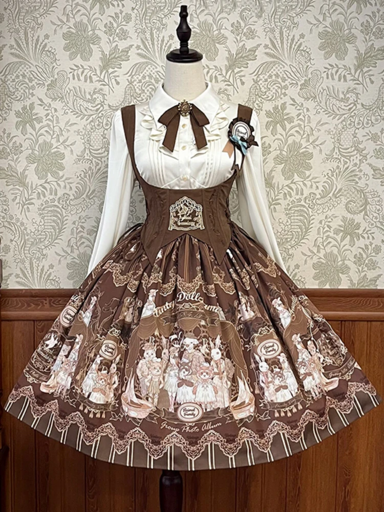 Vintage Doll Family~Lolita Doll House Printed Waist Embroidery Chest Support Jsk Dress By Alice Girl ~ Pre-order