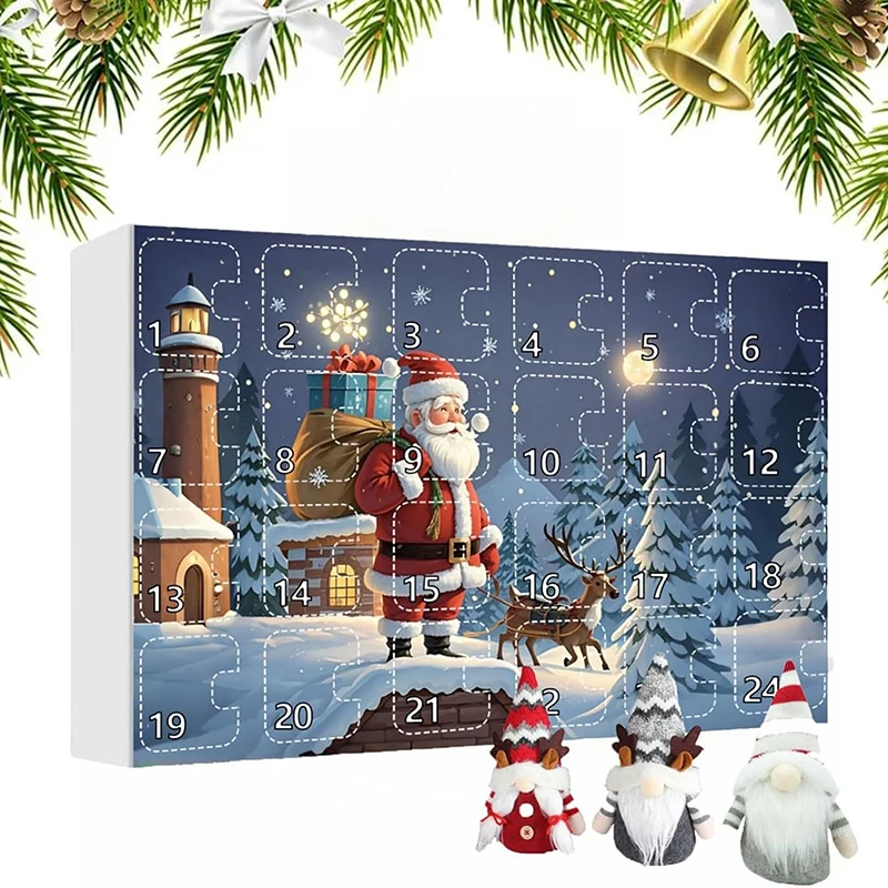 Christmas Gnome Countdown Calendar Xmas Advent Calendar Blind Box With Collectible Plush Doll Toy