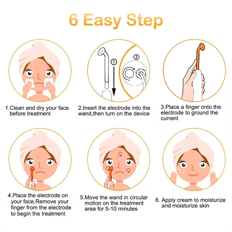 Skin Care Treatment High Frequency Massage Machine With Comb Beauty Device High Frequency Ozone Therapy Wand electrotherapy skin care tool facial bubble beauty device