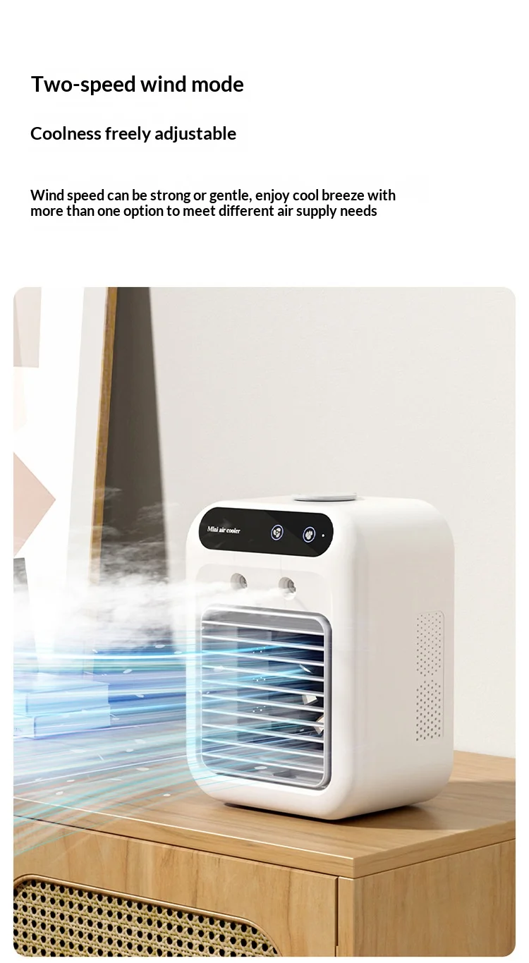 Portable Dormitory Spray Cooler with Humidification, Electric Fan, Desktop Mobile Air Cooler for Small Household Air Conditioner