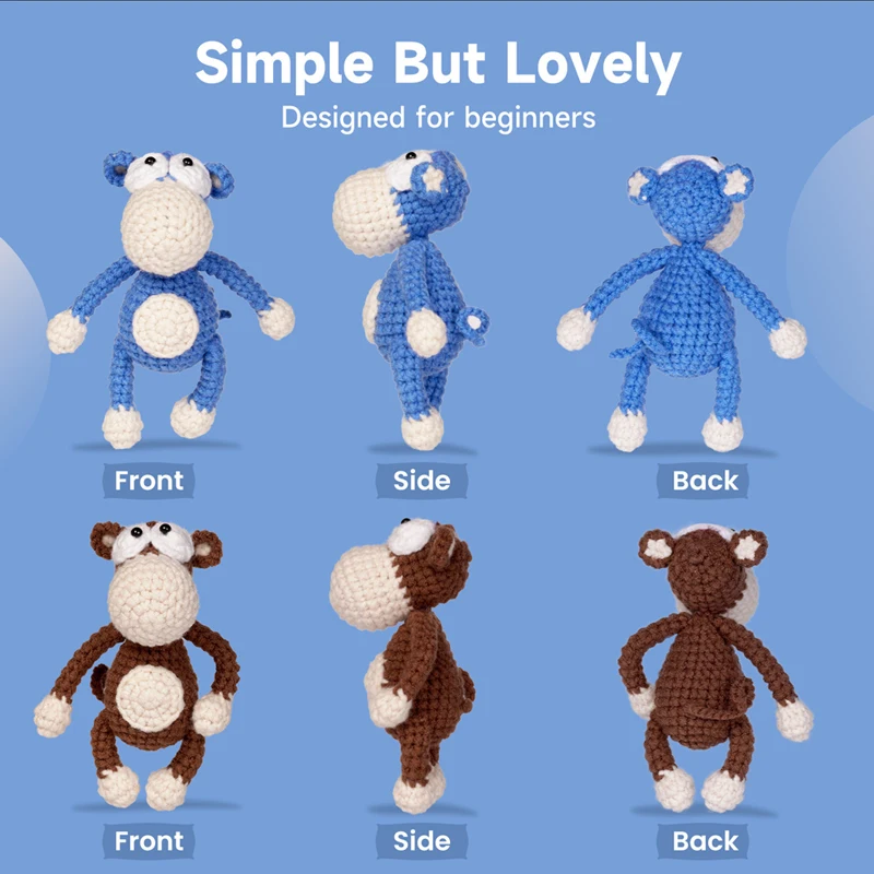 KRABALL Animal Dolls Crochet Knitting Kits Cotton Yarn Thread Instruction Beginners DIY Craft Knit Tool Set Accessories crochet kit knitting supplies knitting material knitting craft supplies