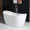 59" Acrylic Contemporary Soaking Tub with Chrome Overflow and Drain，Acrylic and Reinforced with Fiberglass，Freestanding Bathtub 5