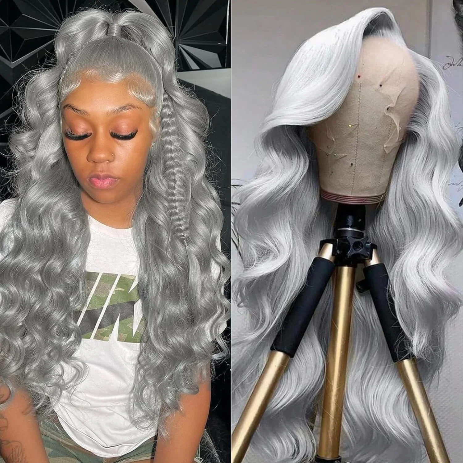 30 Inch HD Silver Grey Lace Front Wig - Body Wave Style