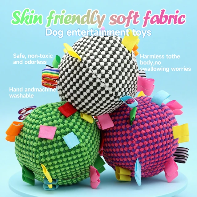 Interactive Ball Dog Toy Suitable for  Chewing Training, Stress Relief, Bite Sound Resistance, Plush tug-of-war Toy three color 2