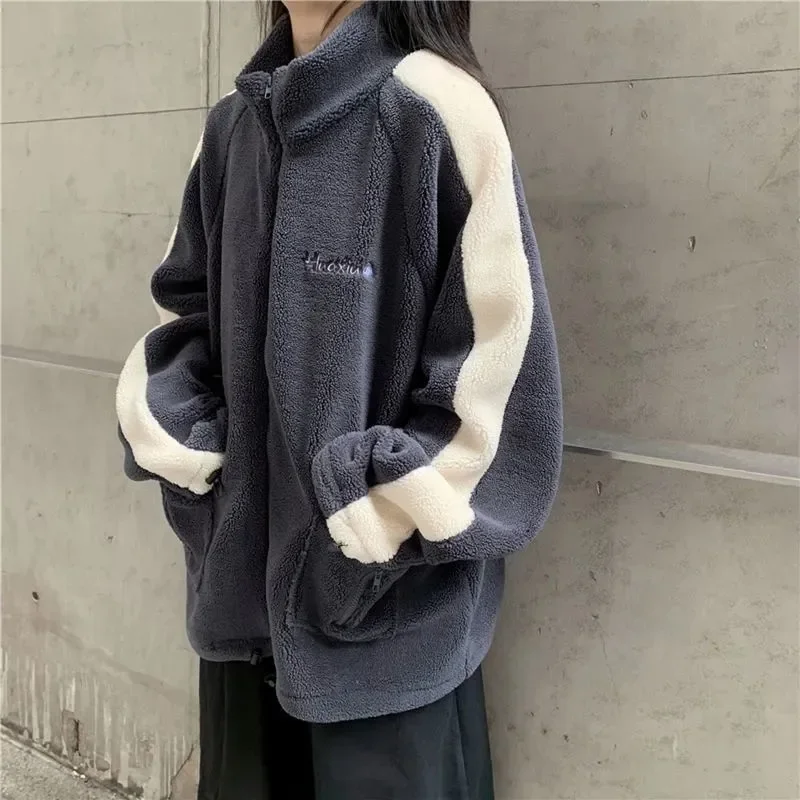 

2023 Winter Cashmere Thickened Lamb Wool Coat Female Loose Korean Version of Students in the Long ins Tide Warm Top Jacket