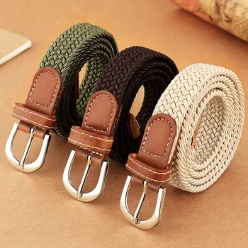 Women's elastic and elastic woven belt in one outfit, casual and versatile denim belt for men and women 1
