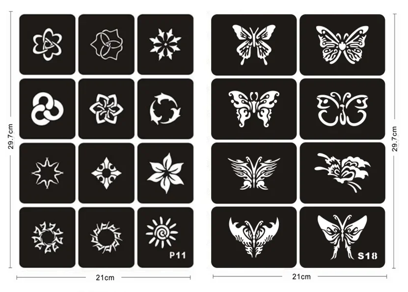 Airbrush Tattoo Stencils Reusable for Women Girls Glitter Tattoos with henna tattoo stencils