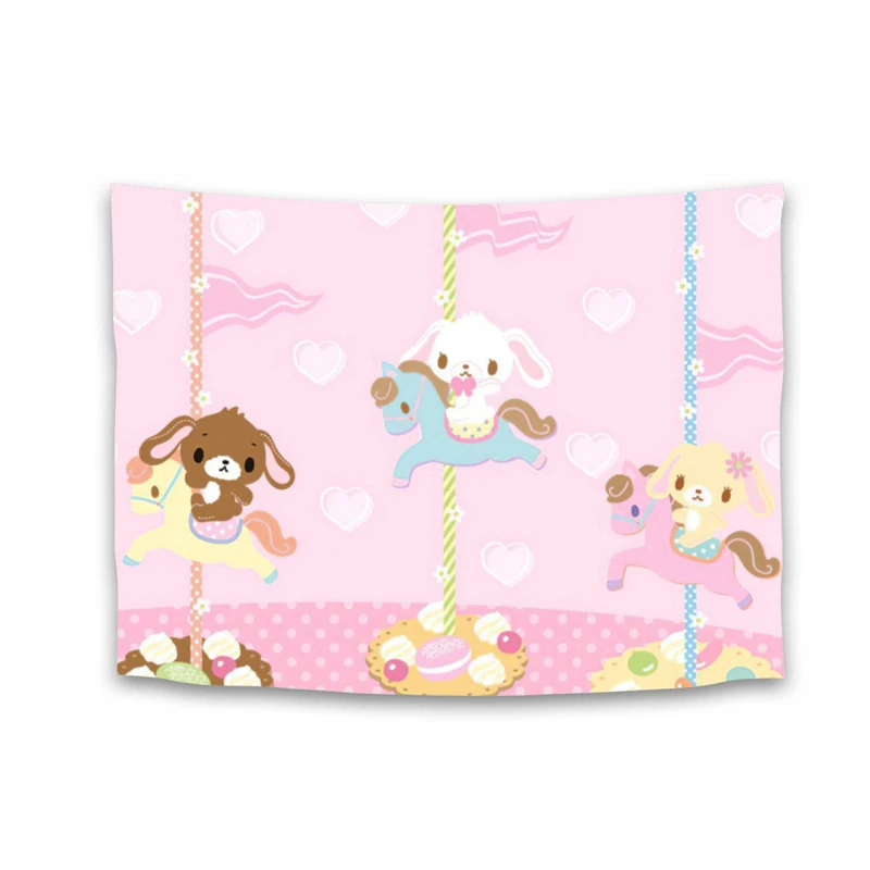 Tapestry Decor 1pc Tapestry Sanrio Sugar Rabbit Tapestry Wall Hanging Carousel Living Room Bedroom Home Decor Wall Art Cover Up Accessories