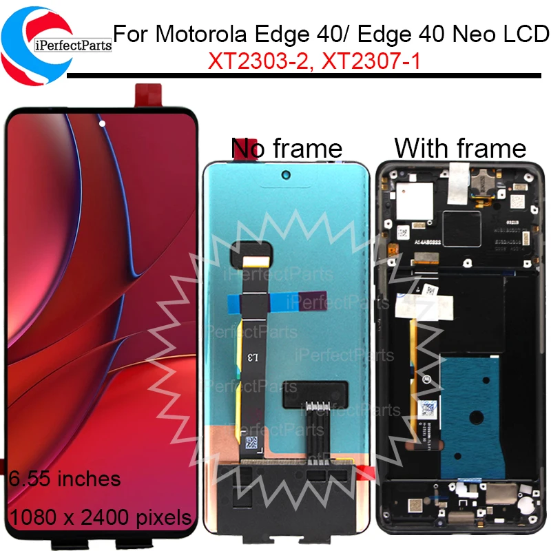 6.55'' For Motorola Edge 40 LCD with frame XT2303-2 Display