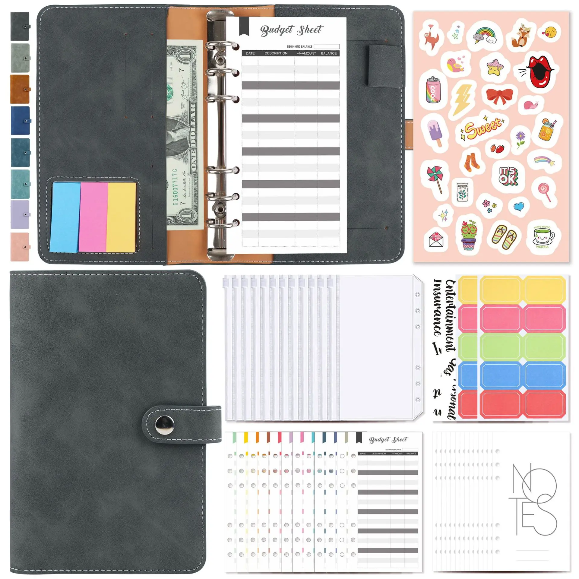 Versatile Money Budget Planner with Zippered Envelopes & Cash Organizer