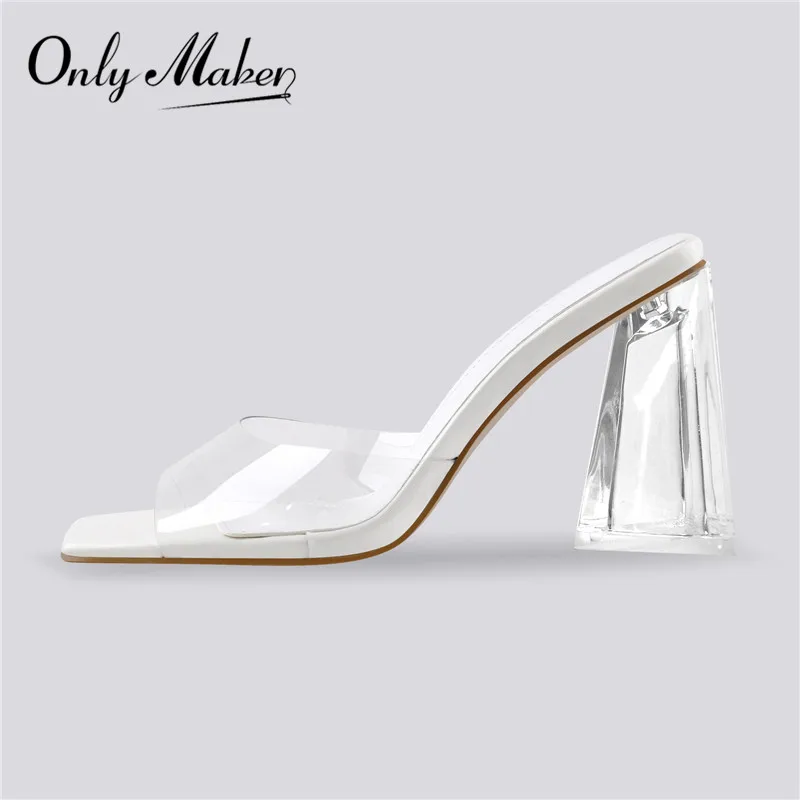 Onlymaker Women Square Toe Pvc Slip On 