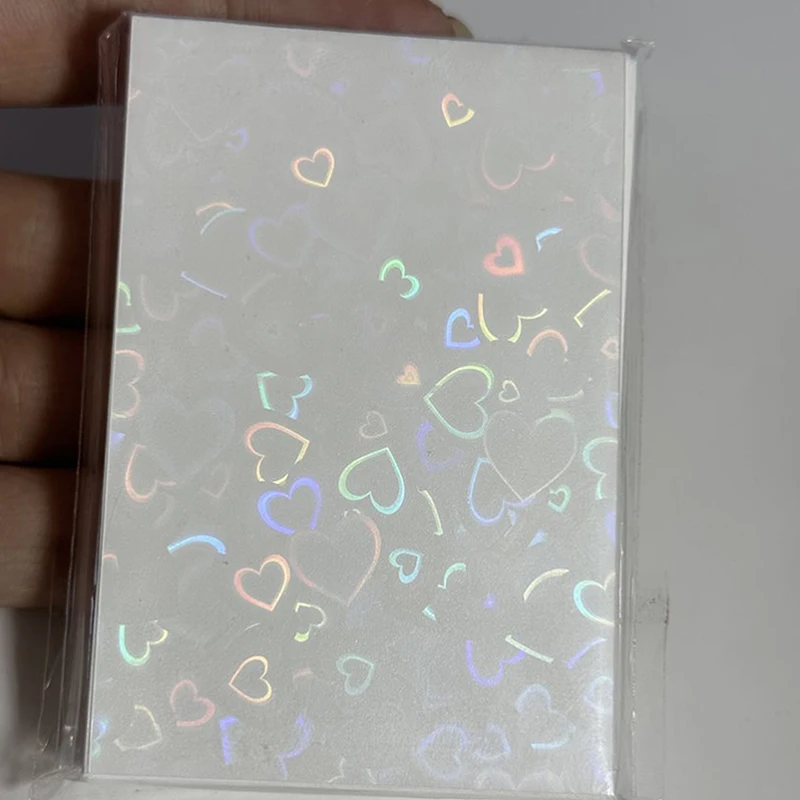 50pcs Kpop Card Sleeves 61x91mm 20C Heart Bling Holder for Holo Postcards Top Load Films Photocard Game Cards Protector kpop card sleeves