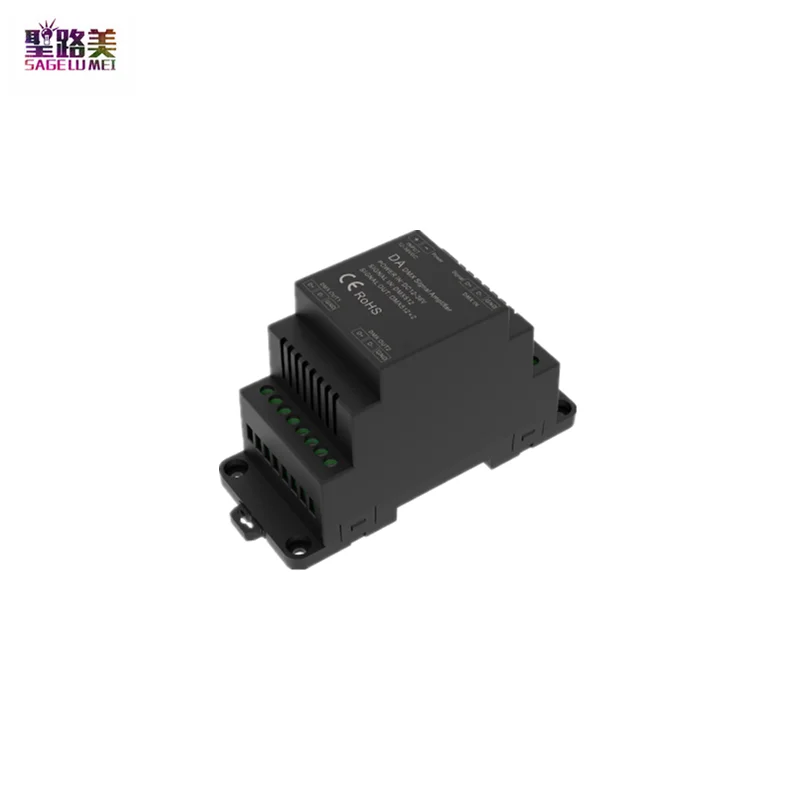 DA DMX 512 신호 증폭기 12V 24V 36V DC 2 채널 Din 레일 DMX 증폭기 RGBW LED 스트립 빛 2CH DMX512 신호 익스텐더