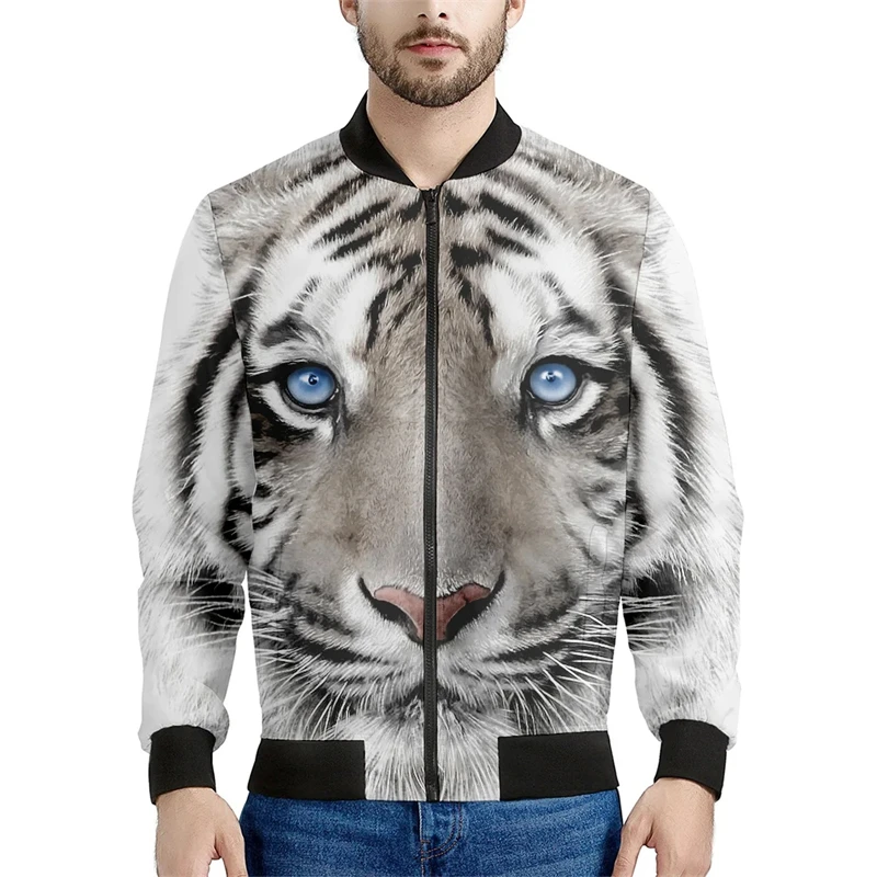 thumbnail image 1 of Chaqueta de vuelo para hombre y mujer, novedad de 2024, con estampado 3D de tigre de Harajuku, estilo hip hop callejero, chaquetas de bombardero con cuello alto, camisetas de manga larga, 1 of 4