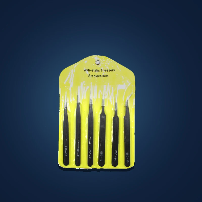 6 Pcs Precision Tweezers ESD Maintenance and Antistatic Pincet Stainless Steel Industrial Electronic Components Hand Tools precision tweezers tweezer tool esd anti static tweezers