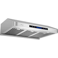 30 Inch Range Hood, 7” High Stainless Steel Under Cabinet Range Hood 4 Speeds, 8” Round Top Vent, 1000CFM 2 LED Lights 1