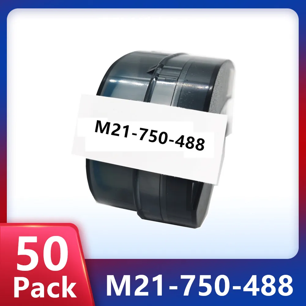50 팩 고성능 폴리에스테르 매트 라벨 카트리지 M21-750-488 스트립 메이커 필름 라벨, 네트워크 룸 배선 특수
