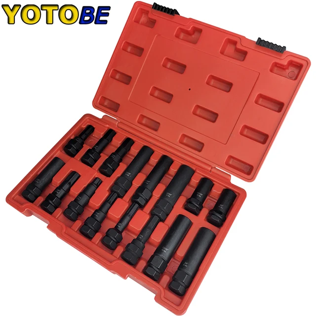 16 PC Locking Lug Nut Master Key Set Wheel Tire Lug Removal Socket Tool Kit US E - Foto 3