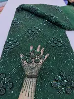 African Heavy Beaded Lace Fabric 2025 High Quality Nigerian Sequin Pearl Lace French Tulle Fabric For Wedding Party Dress Sewing 6